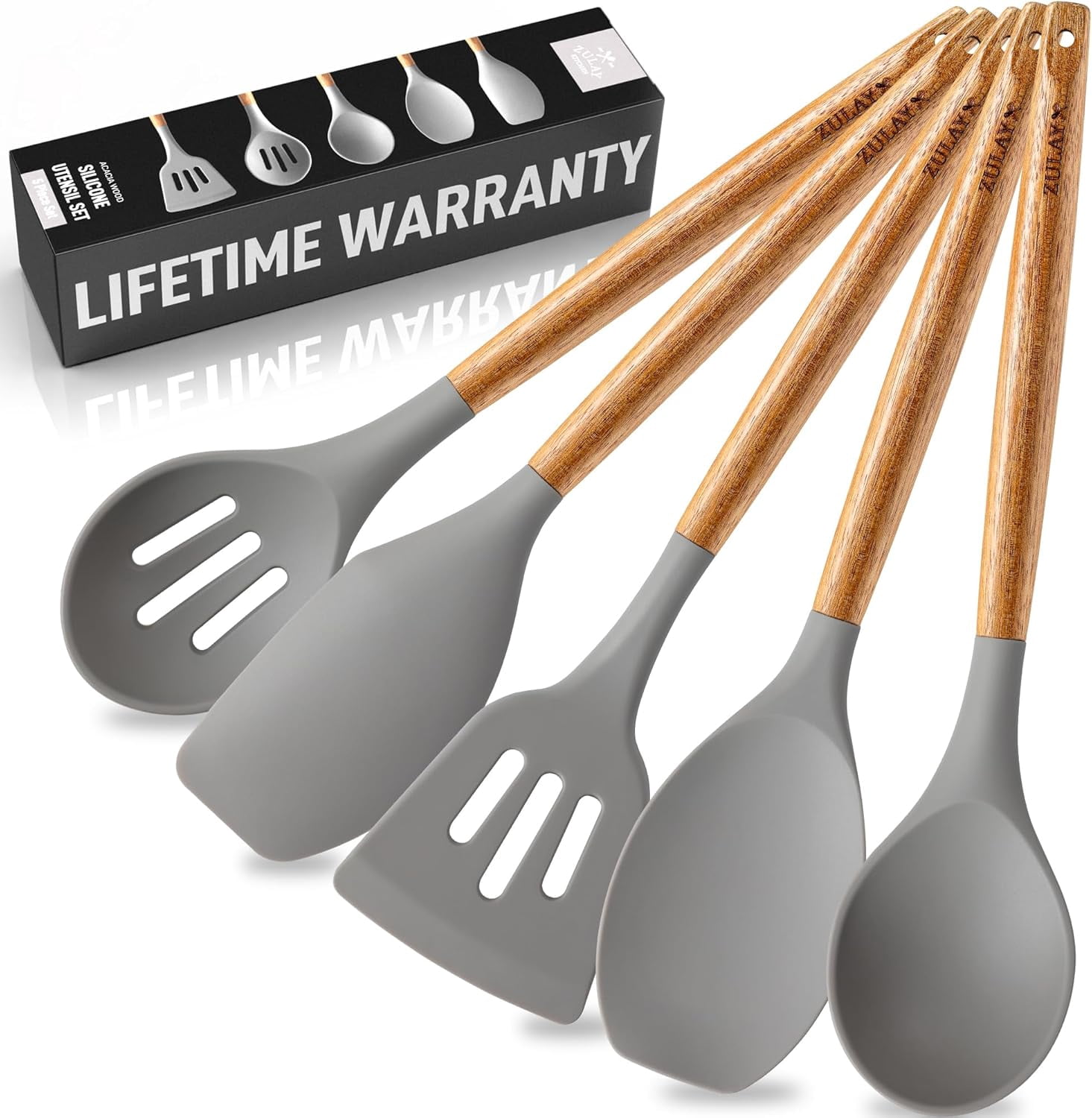 Visualz Utensils Set Non-Stick Silicone Cooking Utensils Set with ...