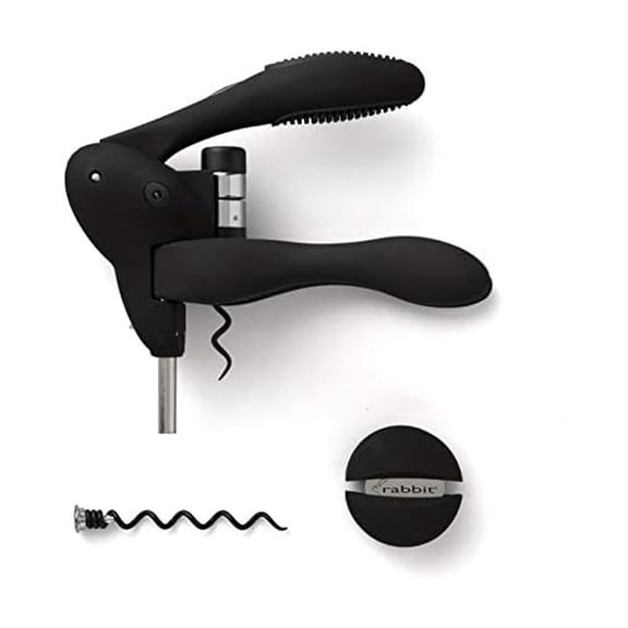 Visualz W6004N Original Lever Corkscrew Wine Opener with Foil Cutter and Extra Spiral, Black Finish, Smooth Lever Action for Effortless Cork Removal