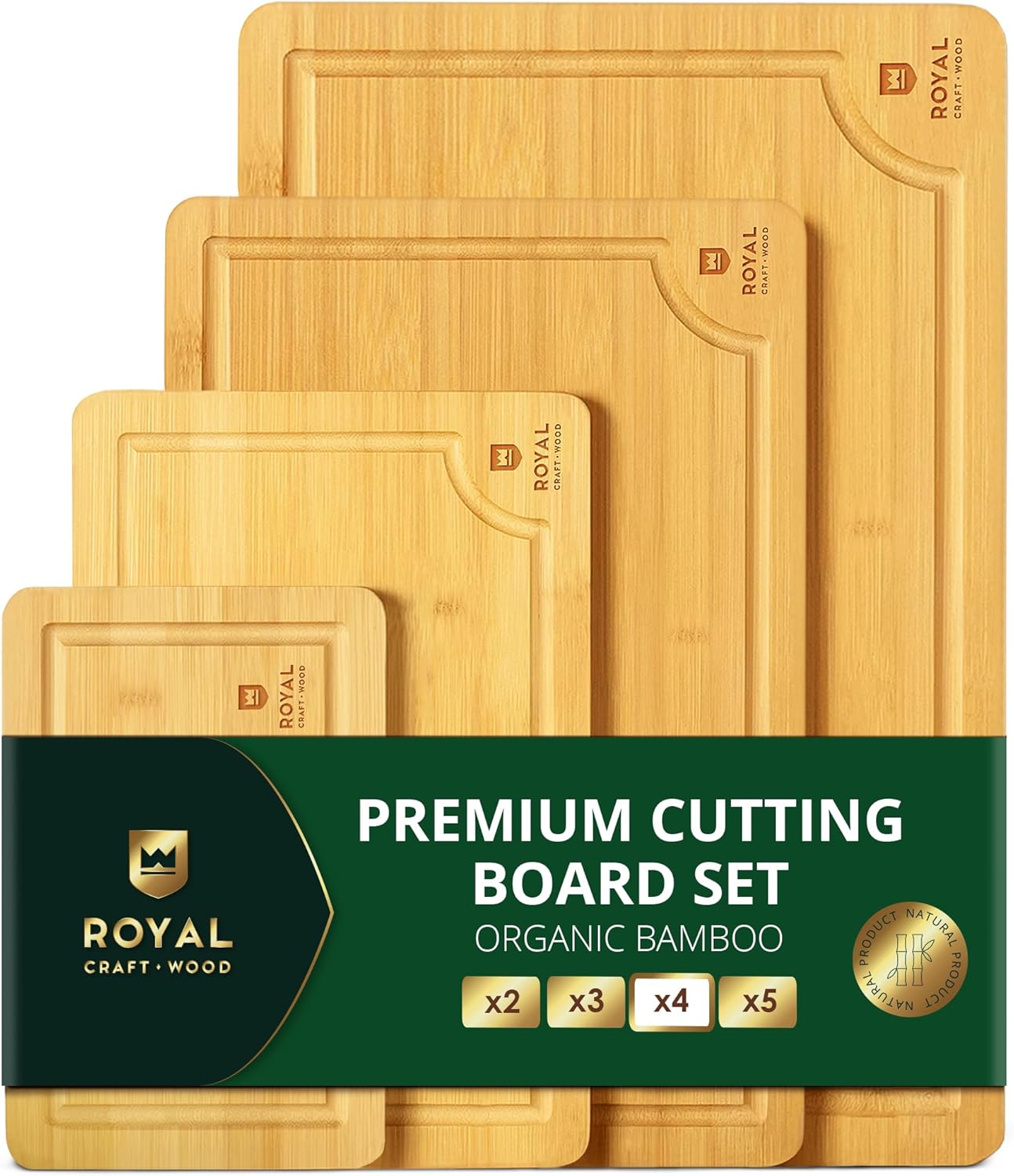 Visualz Wooden Cutting Boards for Kitchen Meal Prep & Serving - Bamboo ...