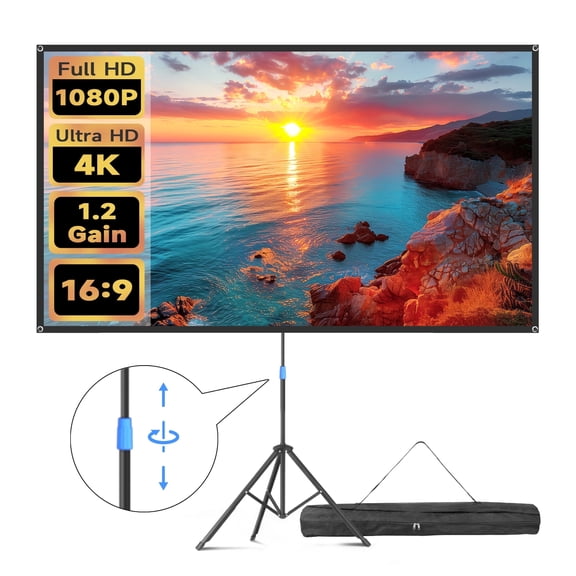 Visulapex Outdoor Projector Screen with Stand 80 inch, Portable Projector Screens for Outside Theater Home Backyard Movies