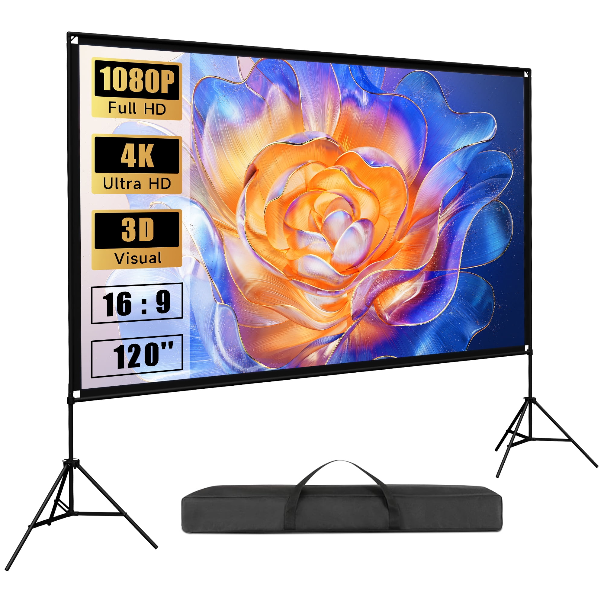 Visulapex Projector Screen with Stand 120inch 16:9 4K HD Outdoor