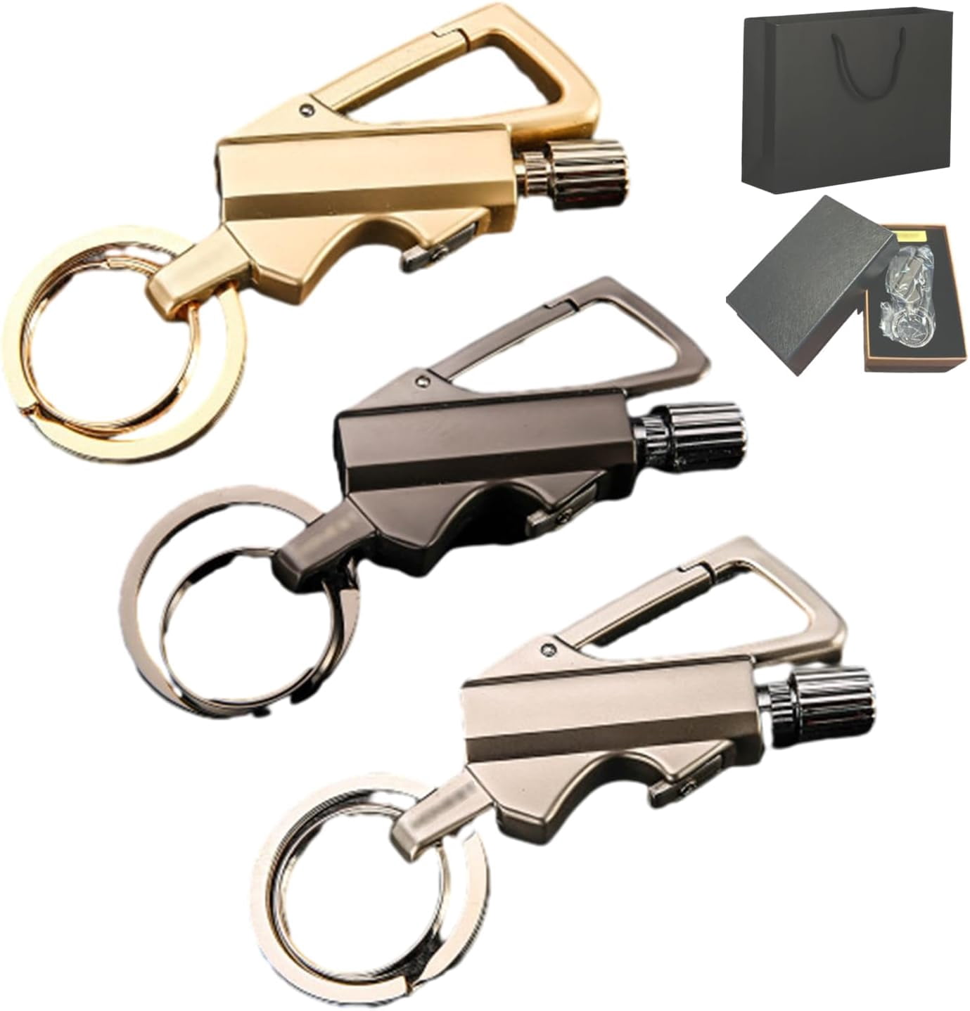 Visulong/Benighty Keychain, Visulong/Benighty Sleek Metal Keychain, Permanent Match Infinity Lighter, 3-in-1 Multifunctional Pendant (3Pcs-Mixed)