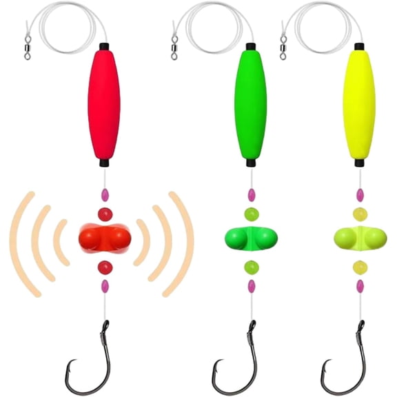 Visulong Catfish Fishing Set, Catfish Tackle with Fishing Hook, Peg Floats, Rattles, Beads, Circle Hooks, for River Lake Bottom Bank Fishing, High-Carbon Steel Freshwater Gear Kit Color Mixing 6/0