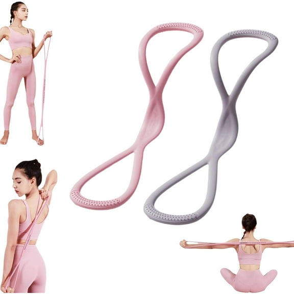 Visulong Resistance Bands, Figure 8 Exercise Bands for Women Men, 8 Shaped Resistance Rubber Band with Handlesfor Glutes, Back, Arm, Chest and Full Body Workout
