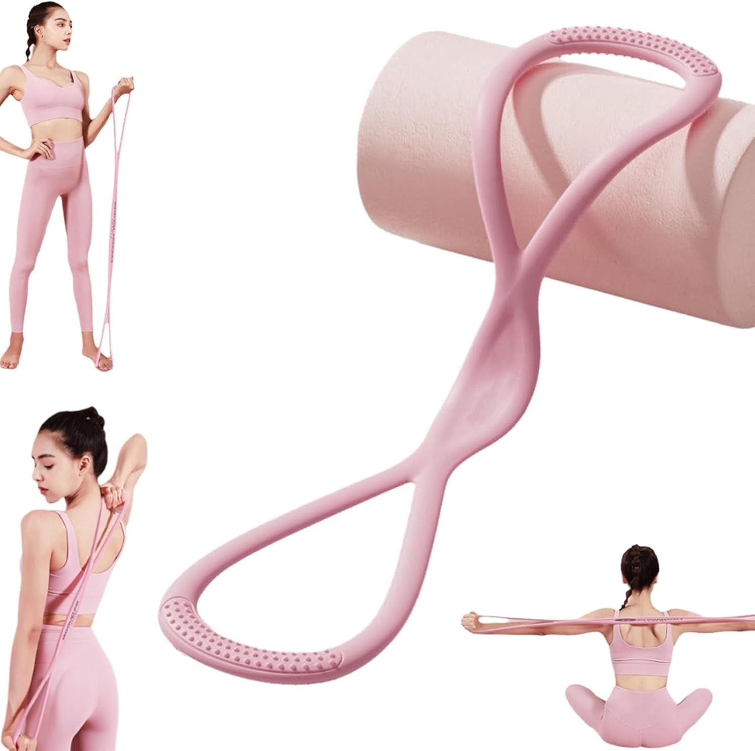 Resistance Bands, Figure 8 Exercise Bands for Women Men, 8 Shaped Resistance Rubber Band with Handlesfor Glutes, Back, Arm, Chest and Full Body Workout