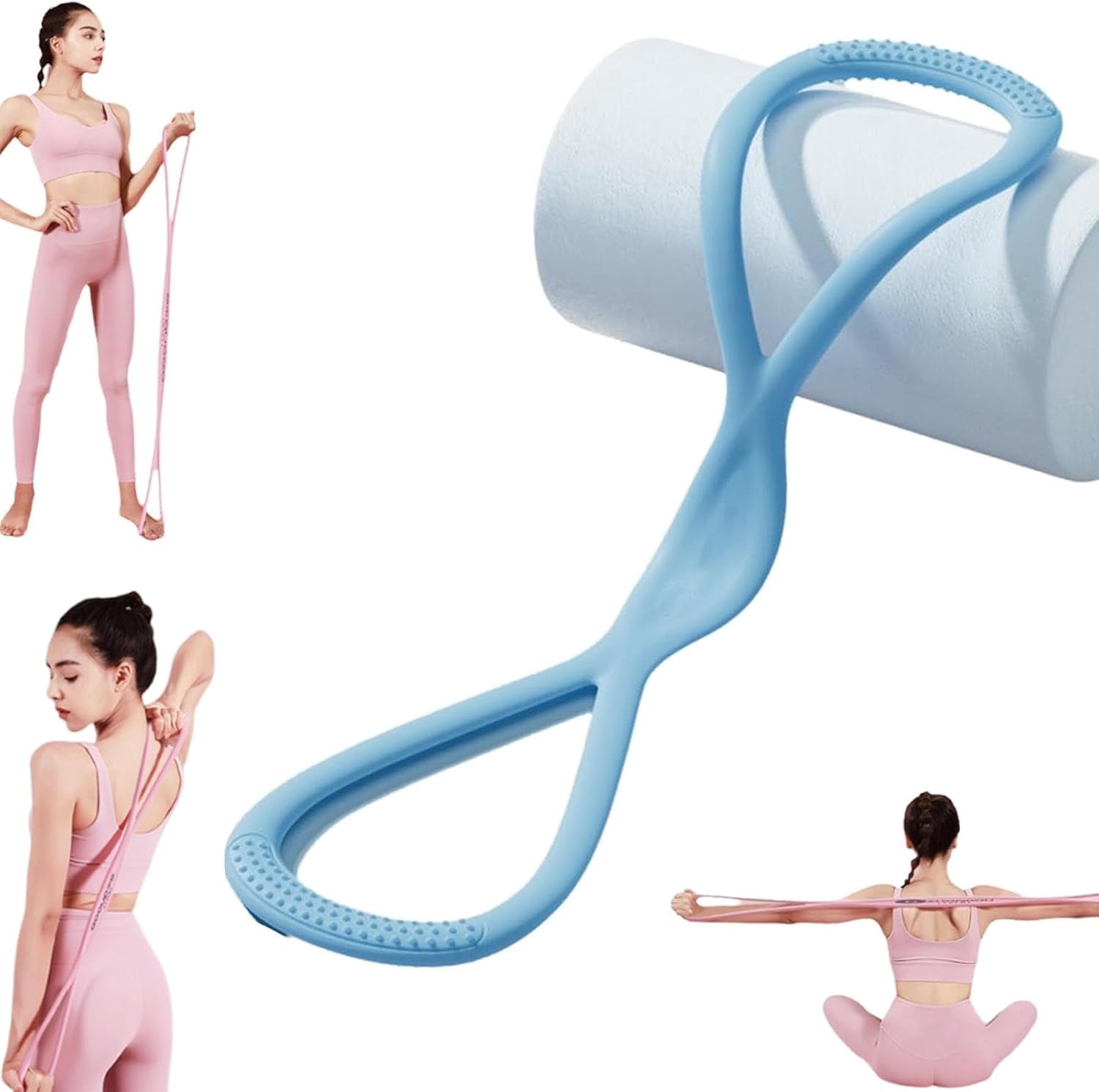 Resistance Bands, Figure 8 Exercise Bands for Women Men, 8 Shaped Resistance Rubber Band with Handlesfor Glutes, Back, Arm, Chest and Full Body Workout