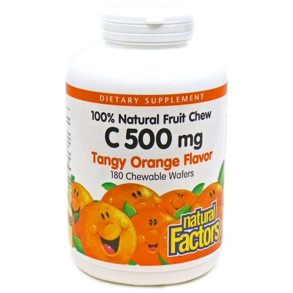 Natural Factors, Kids Chewable Vitamin C 500 mg, Supports Immune Health, Bones, Teeth and Gums, Tangy Orange, 180 Count