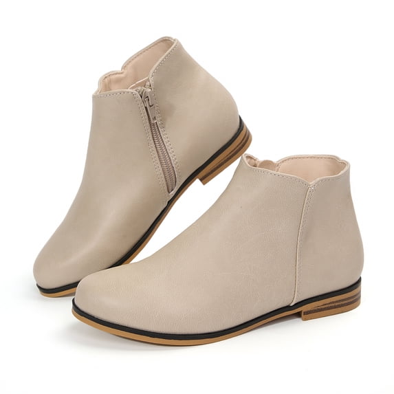VitNoiva Kids Ankle Boots Side Zipper Lightweight Winter Toddler And Kids Girls Booties School Shoes