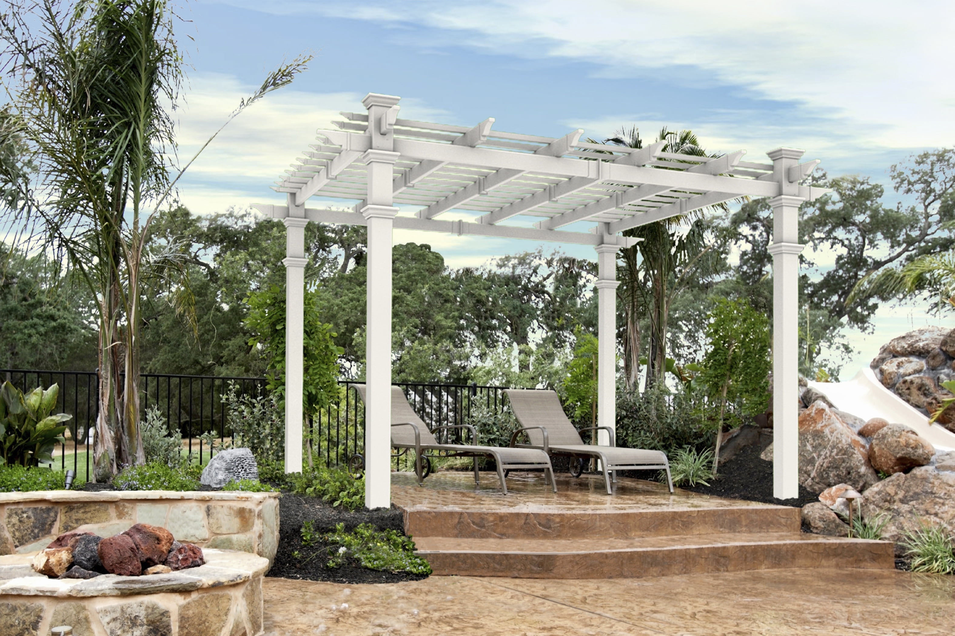 White 10 ft. x 10 ft. Vinyl Traditional Square Pergola