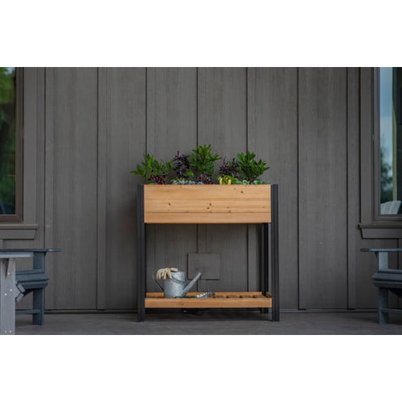 Vita 41"L x 31"W x 44"H Veg Farm Cedar Elevated Garden, Golden Brown, VT17717