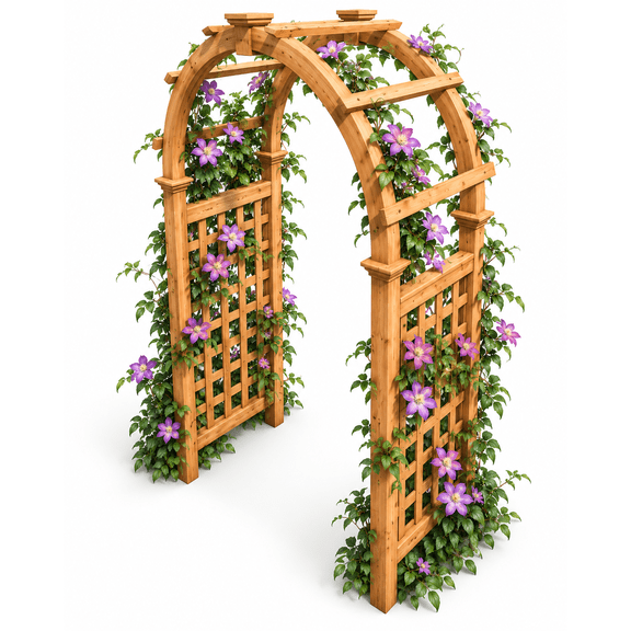 Vita 47x24x89 Cedar Garden Arbor with Lattice, Golden Brown, VA68894