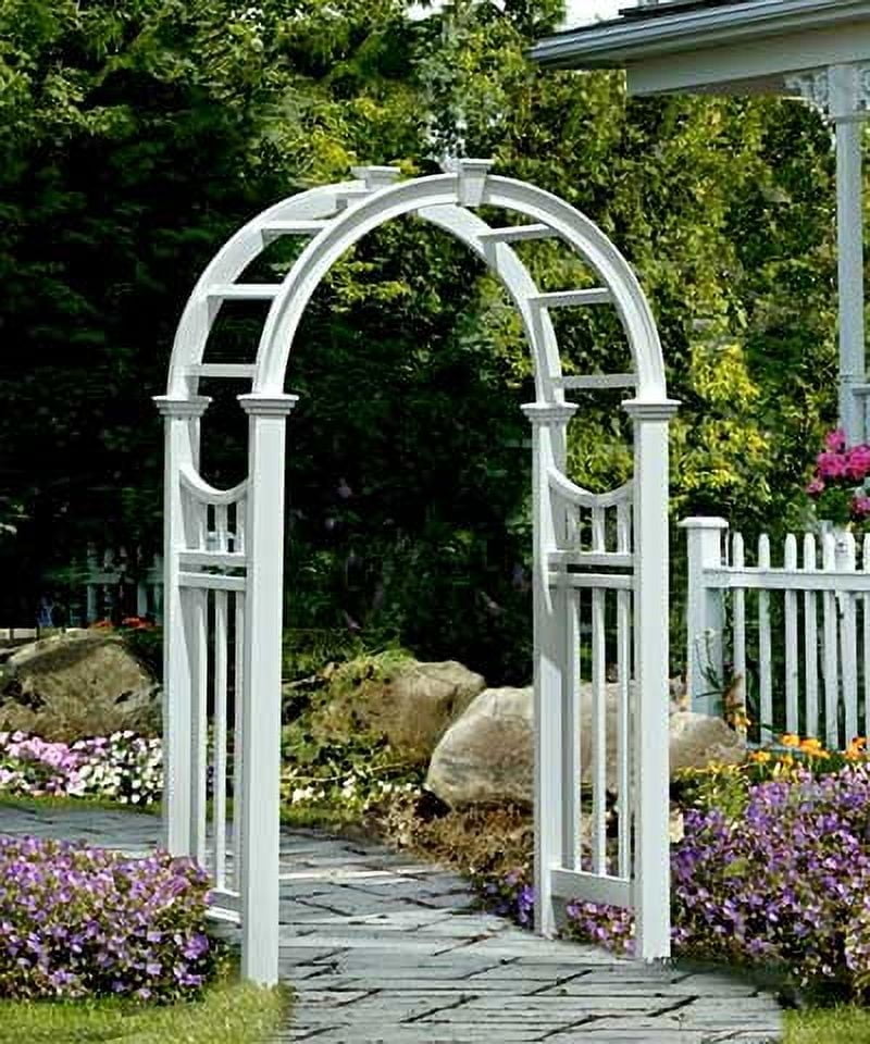 Vienna 92" White Vinyl Garden Arbor with Arch Design