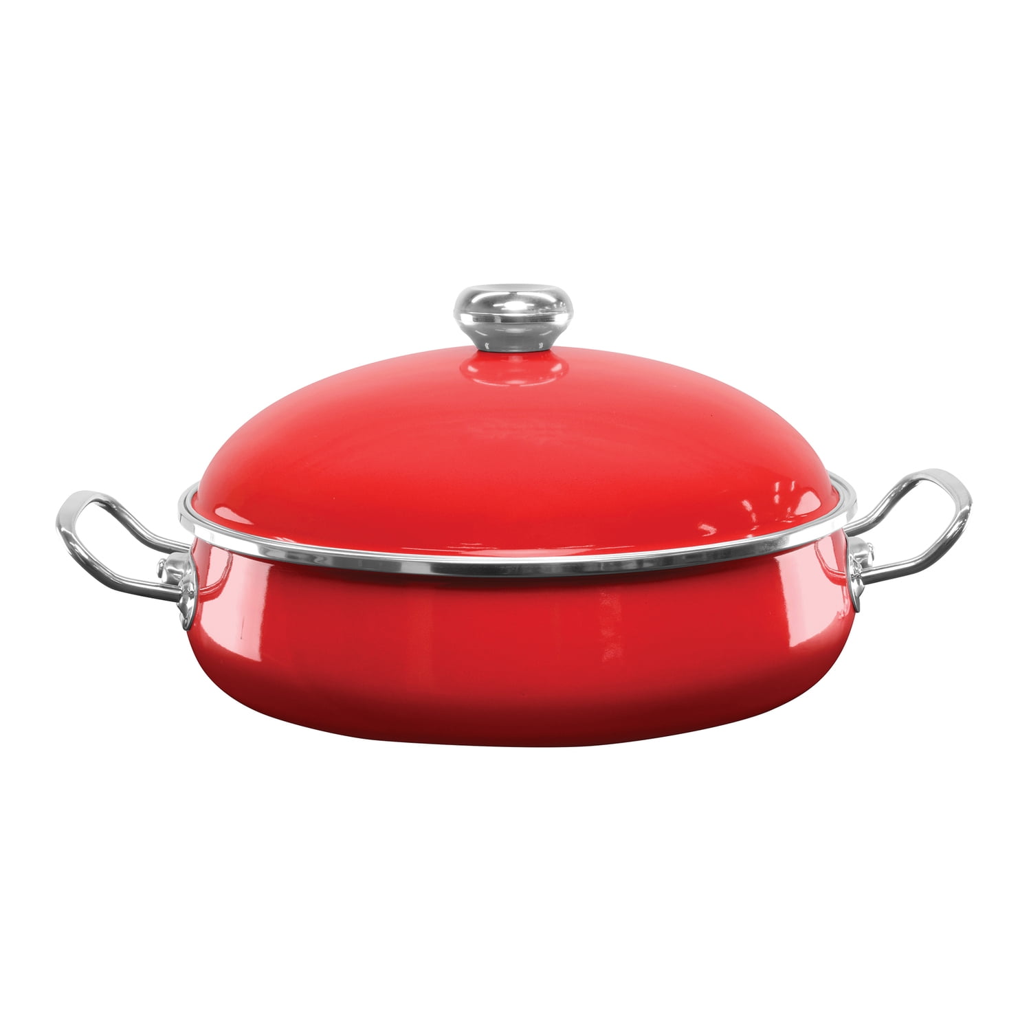 Vita 5 qt Red Enamel-on-Steel Nonstick Covered Casserole
