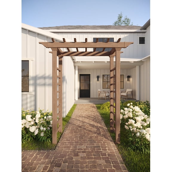 Vita 57"L x 24"W x 88H" Carolina Vinyl Arbor, Brown, VA84070