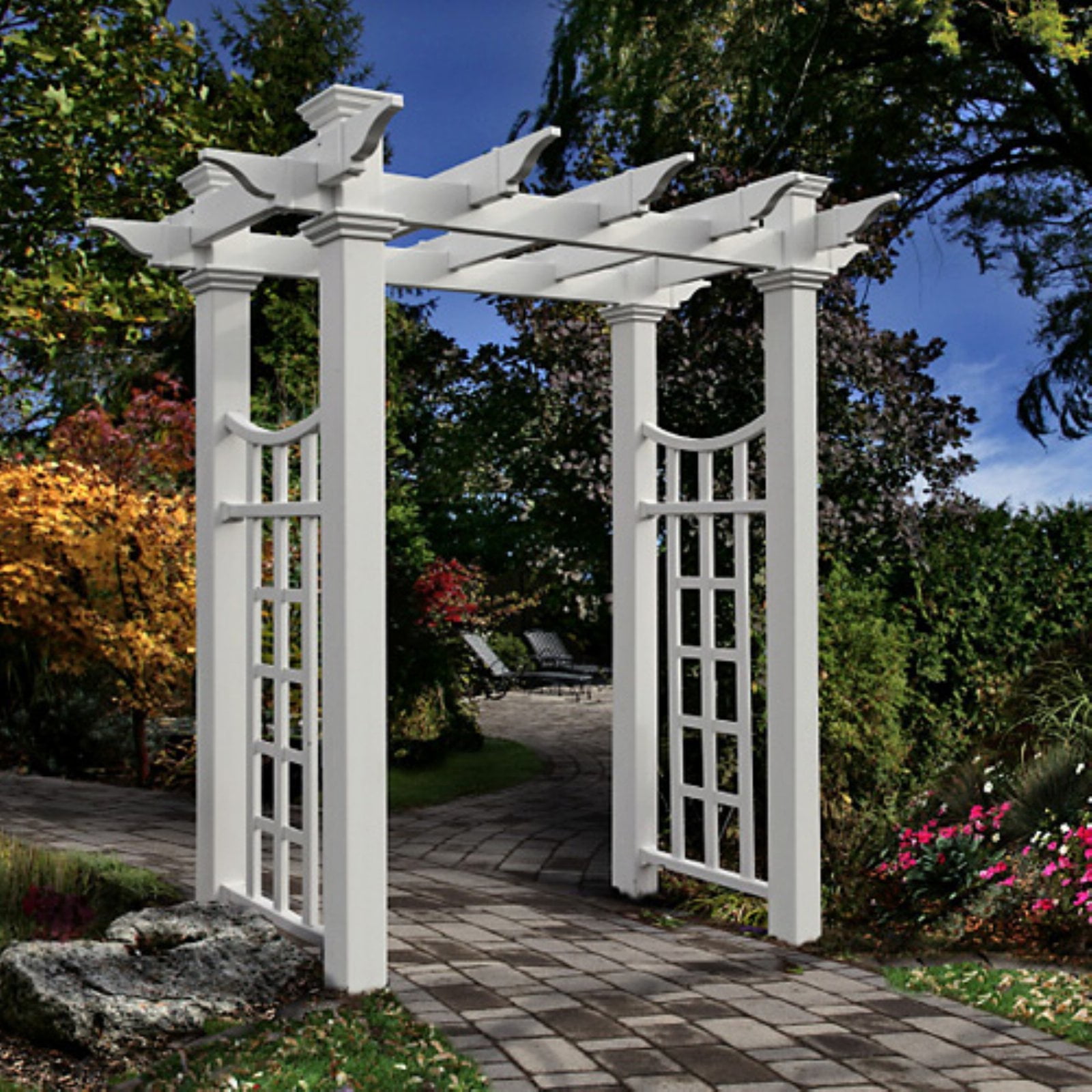 White Vinyl Garden Arbor with Smooth Semi-Gloss Finish