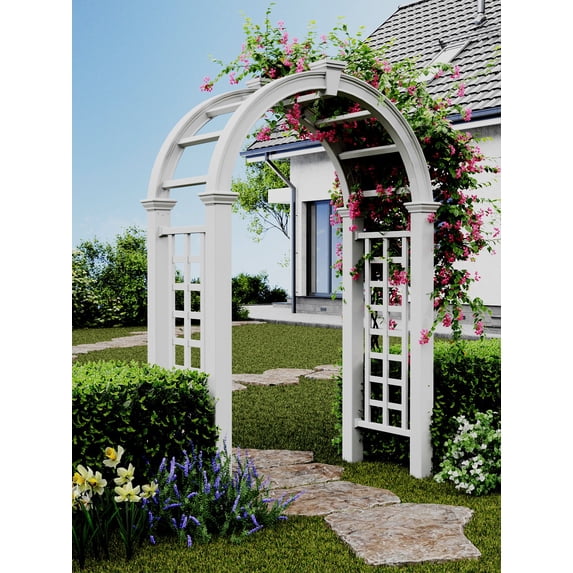 Vita 60"L x 30"W x 94"H Nantucket Deluxe Vinyl Arbor, White