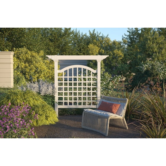 Vita 60"L x 82"H Manchester Vinyl Trellis, White, VA68246