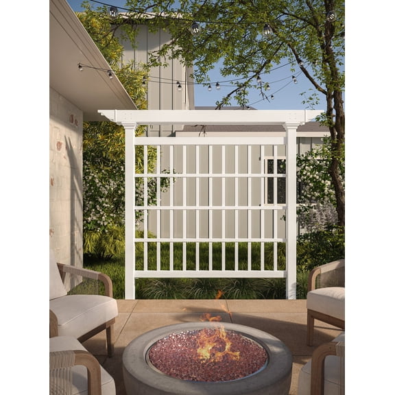 Vita 80" W x 90" H Camden Vinyl Privacy Screen and Trellis, White, VA68243