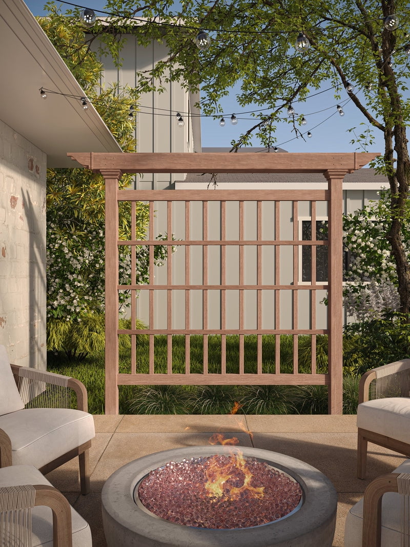 Vita 80" x 90" Colonial Composite Vinyl Trellis and Privacy Screen, Brown, VA84051