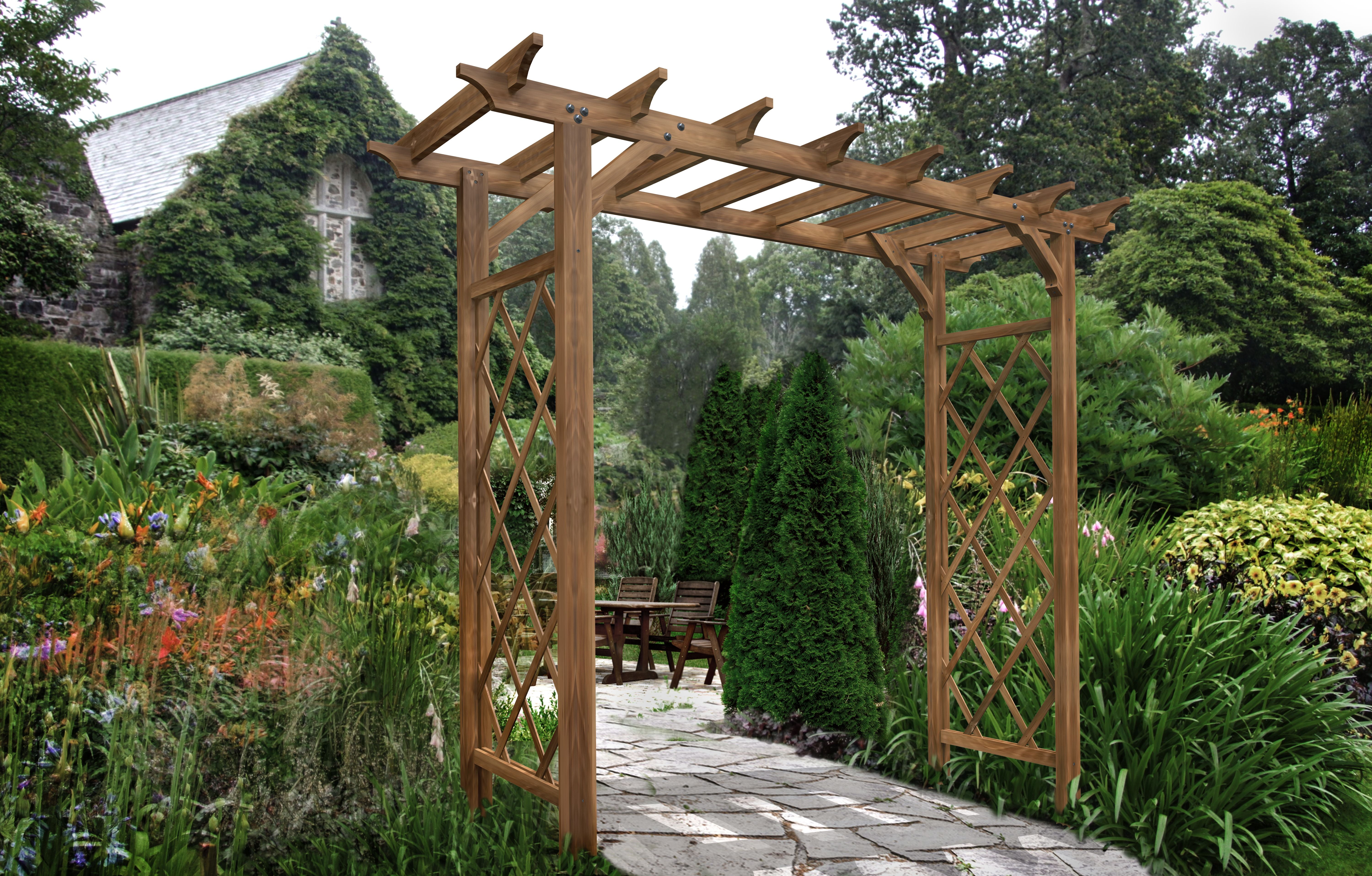Vita 84″ x 26″ x 92″ Heartwood Grande Arbor, Golden Brown Cedar, VA68898 Sansujyuku sansujyuku.com