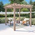 thumbnail image 1 of Vita 88"L x 88"W x 95"H Embossed Vinyl Lakewood Pergola, Brown, VA84044, 1 of 7