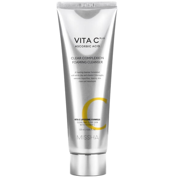 Vita C Plus Ascorbic Acid, Clear Complexion Foaming Cleanser, 4.05 fl oz (120 ml), Missha