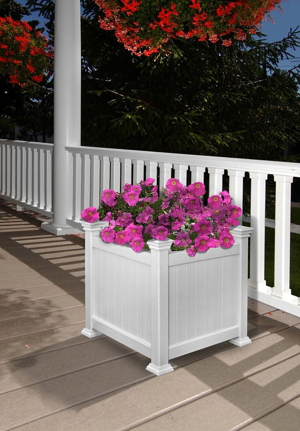 White Vinyl 16" Classic Outdoor Planter Box