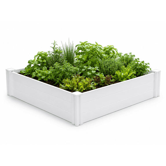 Vita Classic 4 ft x 4 ft x 11 in White Vinyl Raised Garden Bed