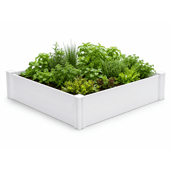 Vita Classic 4 ft x 4 ft x 11 in White Vinyl Raised Garden Bed