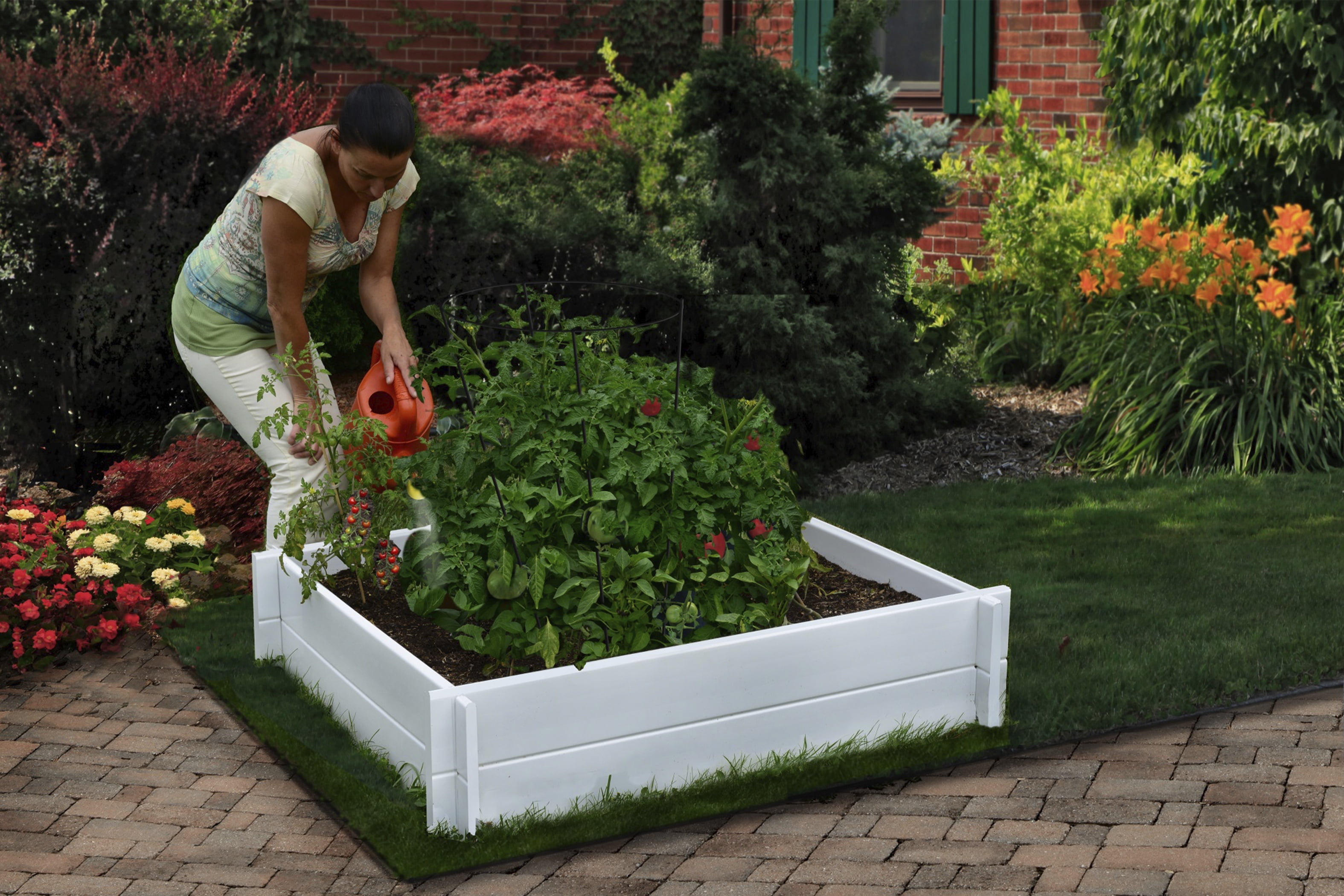 Classic Hudson 48" White Vinyl Raised Garden Bed