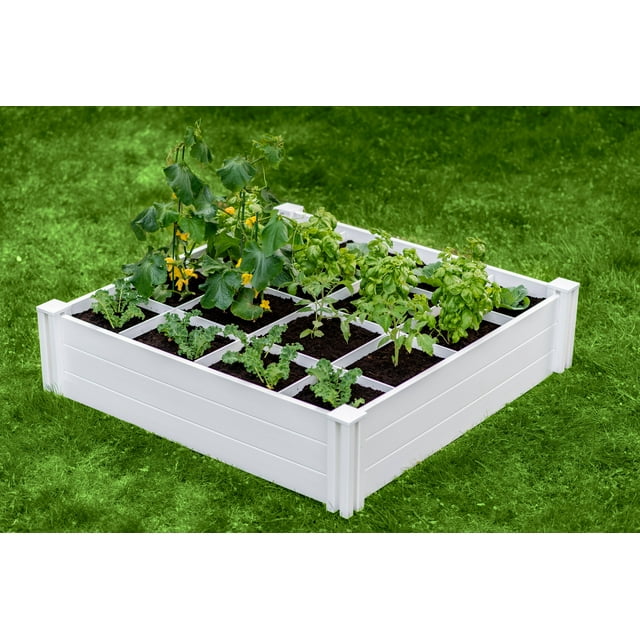 "Vita Classic 48"" x 48"" x 11"" White Vinyl Raised Garden Bed With