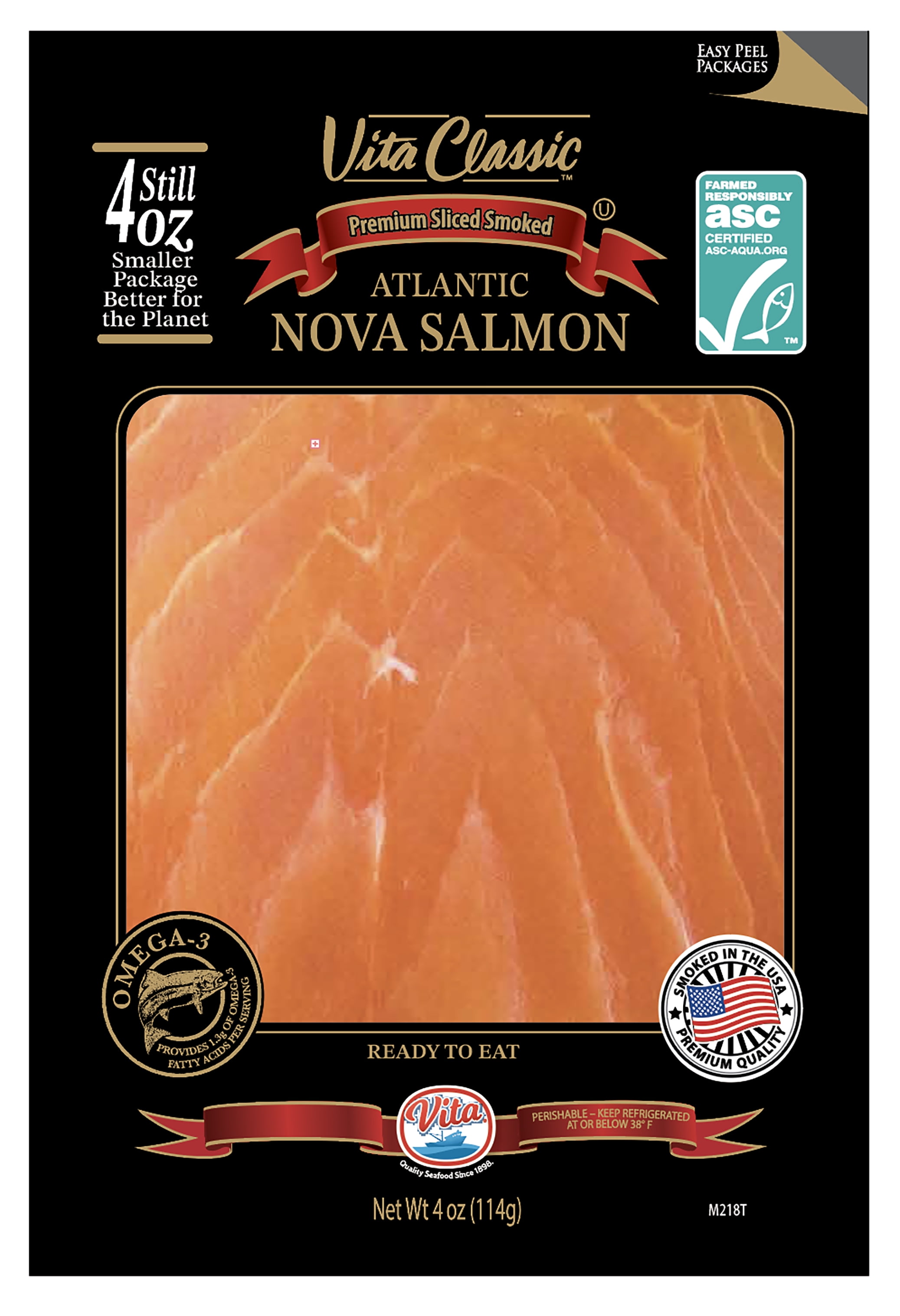 Vita Classic Nova Salmon, Atlantic 4oz, 12g protein/serving, Serving