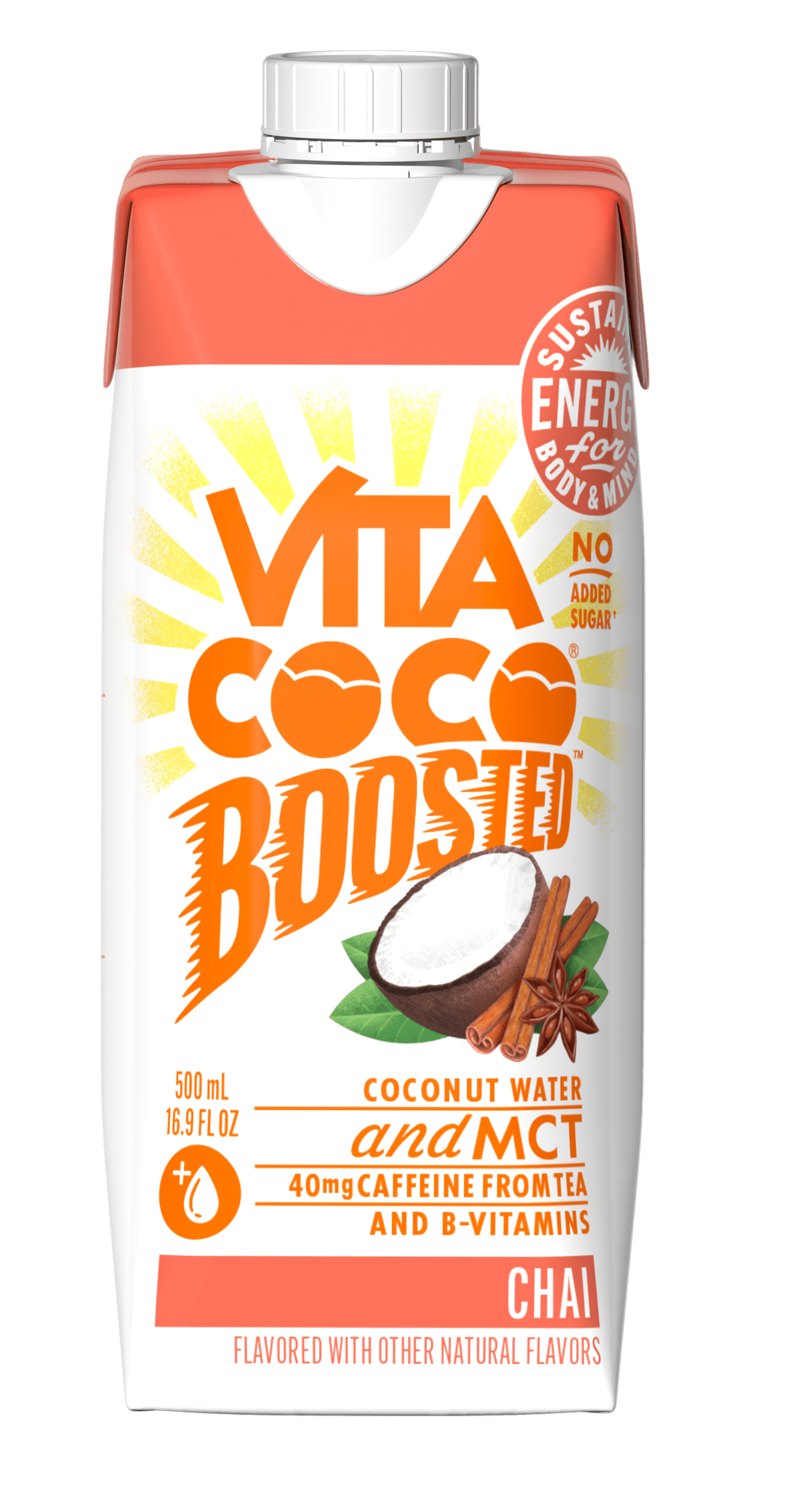 Vita Coco Boosted Coconut Water, Chai, 16.9oz Tetra