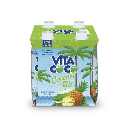 product image of Vita Coco Coconut Water, Nutrients & Electrolytes Rich, Pineapple, 16.9 fl oz, 4-Pack Tetra