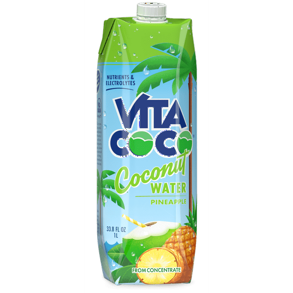 Vita Coco Coconut Water, Nutrients & Electrolytes Rich, Pineapple, 33.8 fl oz (Pack of 4)