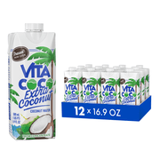 Vita Coco Extra Coconut Coconut Water, Pressed Coconut, 16.9 fl oz Tetra (Pack of 12)
