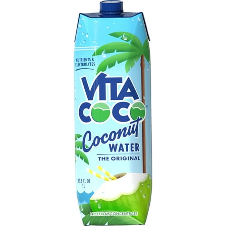 Vita Coco Coconut Water, Pure, 1 Liter Tetra Pack Box, Natural.
