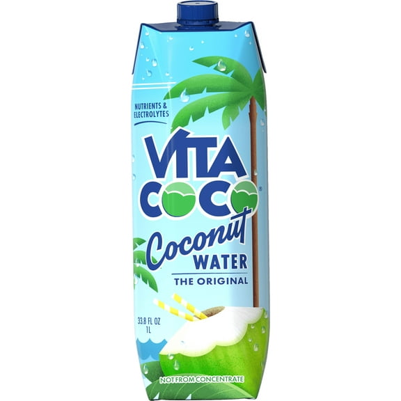 Vita Coco Coconut Water, Pure, 1 Liter Tetra Pack Box, Natural.