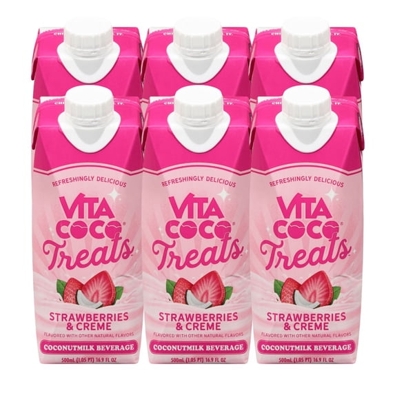 Vita Coco Treats Strawberries & Creme Coconut Milk Drink 16.9 oz, Pack of 6