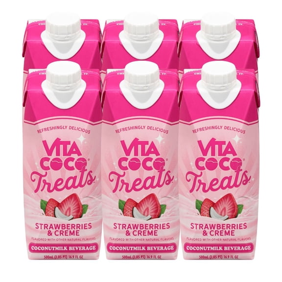 Vita Coco Treats Strawberries & Creme Coconut Milk Drink 16.9 oz, Pack of 6