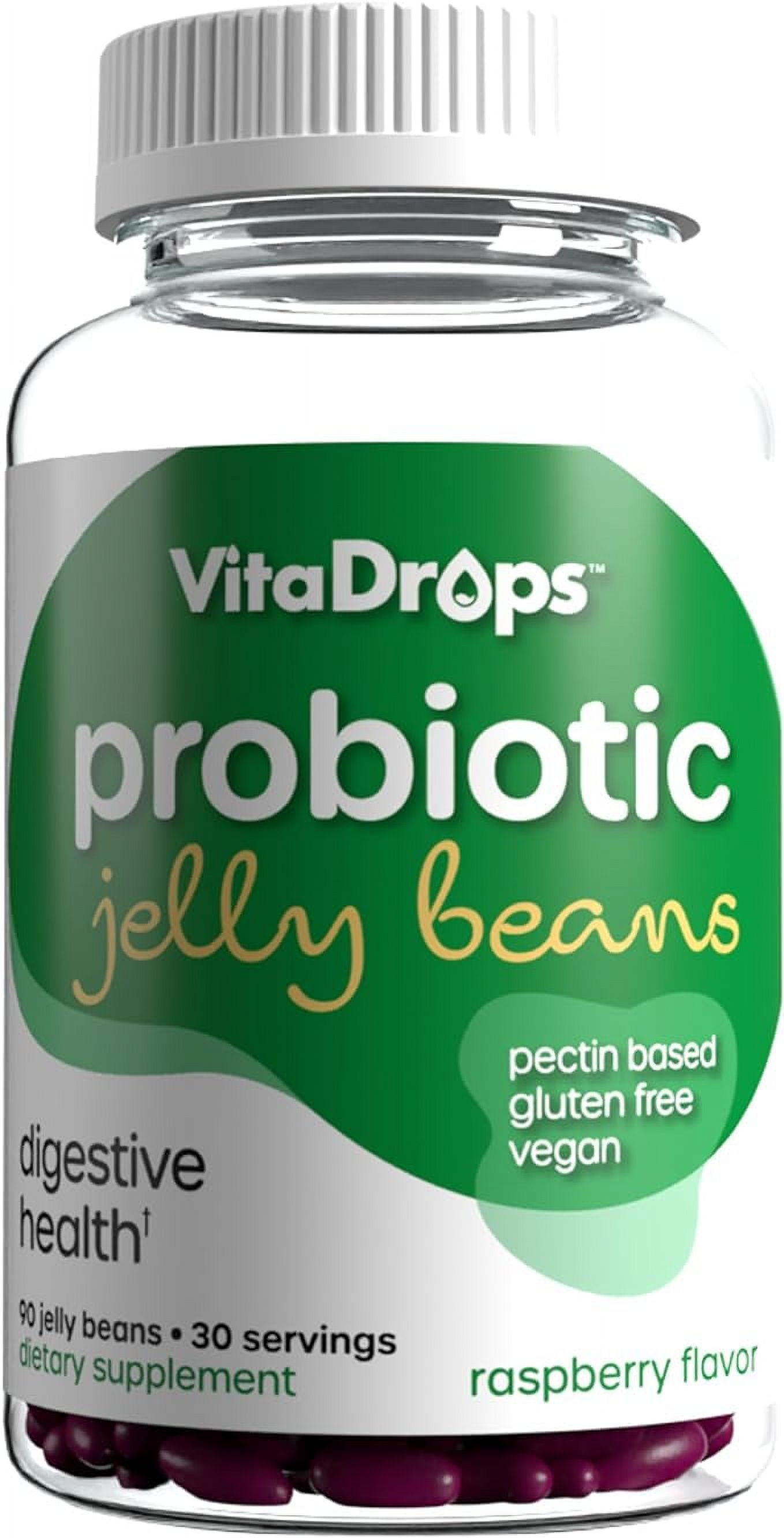 Vita Drops Probiotic Jelly Beans, Supports Digestive Health, Raspberry