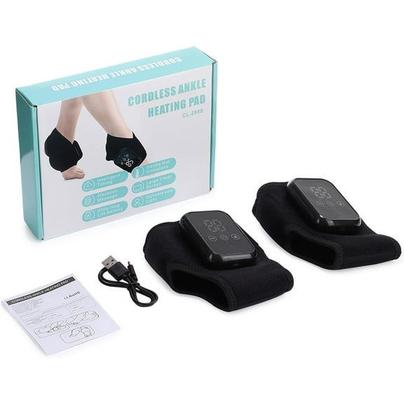Vita Feet Relief Massager - Wireless Foot Massager with Heat and Compression for Plantar Fasciitis Foot Pain Relief Cordless Fits Up to Size 13 (Black - Double Pack)