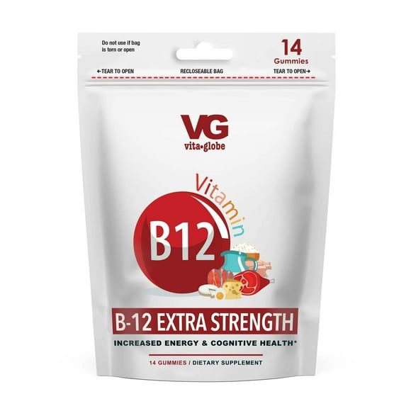 Vita Globe's B12 Pouches Supports Energy Metabolism and Nervous System Health. Vitamin Supplement, 1 pack