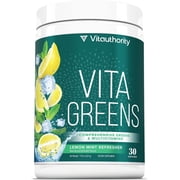 Vitauthority Vita Greens Supergreens Powder with Probiotics, Lemon Mint, 30 Servings