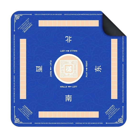 Mahjong Game, Mahjong Table Mat, 40X40 In, Mahjong Mat for Table, Noise Reduction, Recreational Gatherings, Blue, 1 Pc