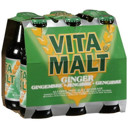 Vita Malt Alcohol Free Ginger Malt Beverage, 11.2 oz, 6 Pack