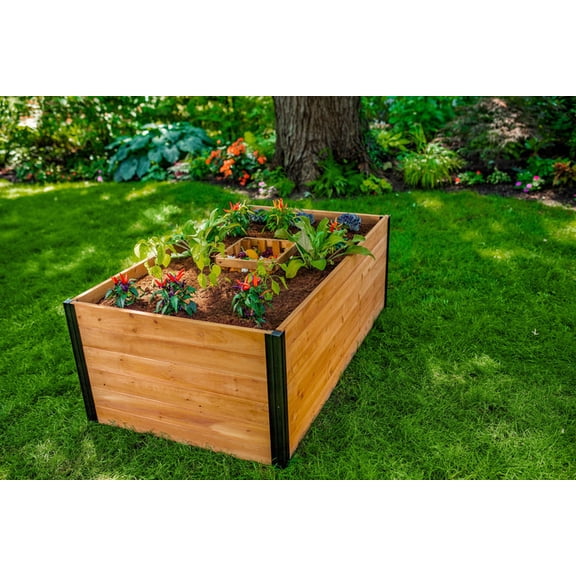 Vita Mezza 3' L x 5' W Cedar Keyhole Composting Garden, Golden Brown, VT17702