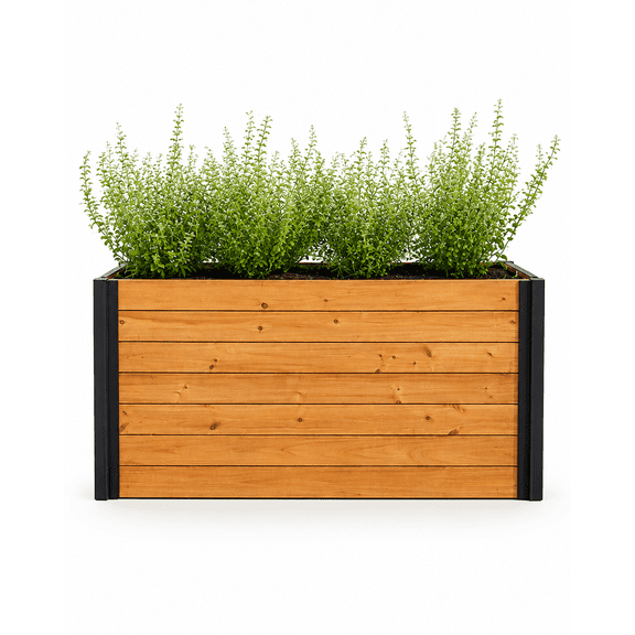 Vita Mezza 39"L x 16"W x 19"H FSC Certified Cedar Wooden Outdoor Garden Planter, Golden Brown