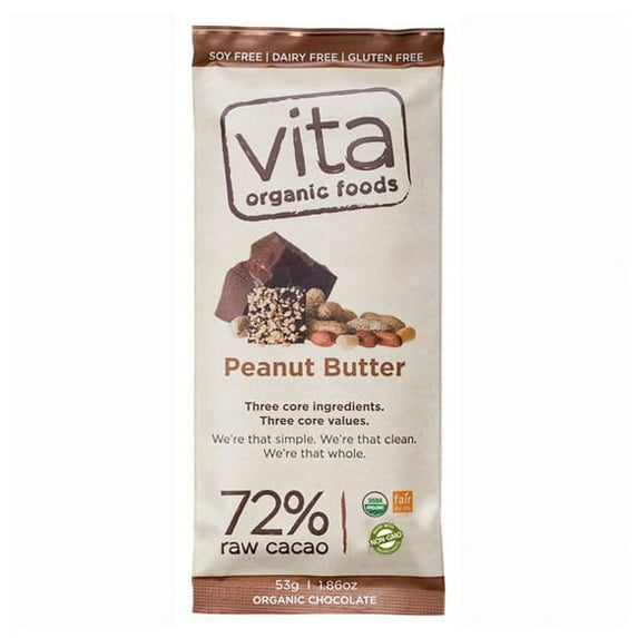 Vita Organic Foods Peanut Butter Chocolate Bars 1.86 oz Bags - Pack of 12