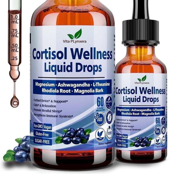 Vita PLynxera Cortisol  Supplement for Women & Men - with Ashwagandha, Magnesium, L-Theanine - Stress Relief, Mood Support, Sleep Aid, Hormone Balance